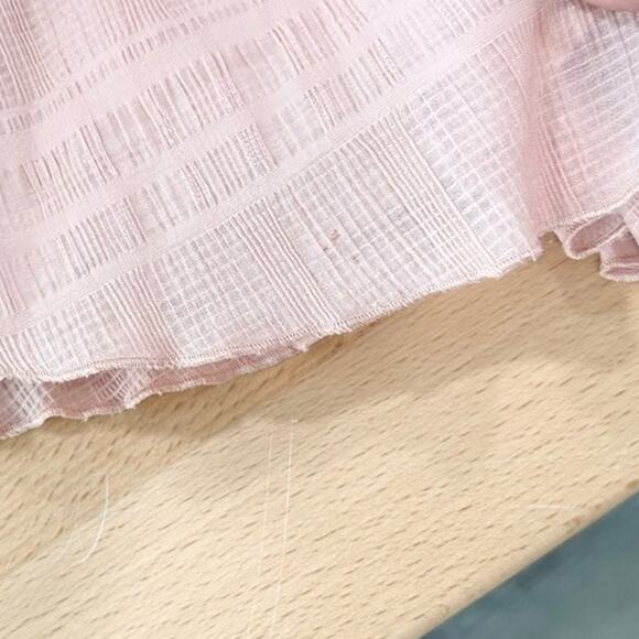 Tularosa Janine Pink Dress Smocked Ruffle Mini XL Coquette Romantic - Picture 8 of 8